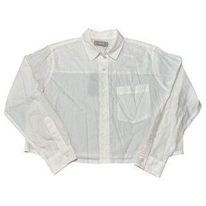 NWT Everlane Way Short Shirt - White Cotton Cropped Long Sleeve Button Up, Small